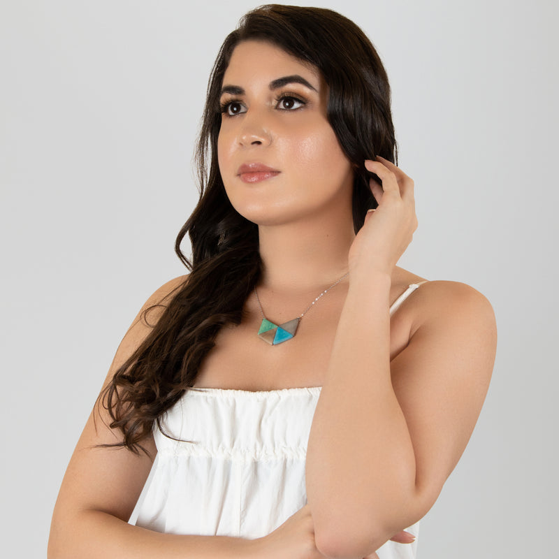 COLLAR LOZANGO - Hecho a mano - Acero inoxidable - Tagua (marfil vegetal)