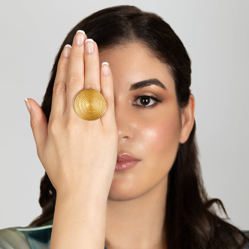 ANILLO CYCLO - Hecho a mano - Bañado en oro de 24 quilates