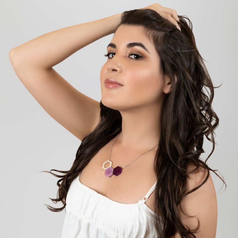 COLLAR TRIPTYCH - Hecho a mano - Acero inoxidable - Tagua (marfil vegetal)
