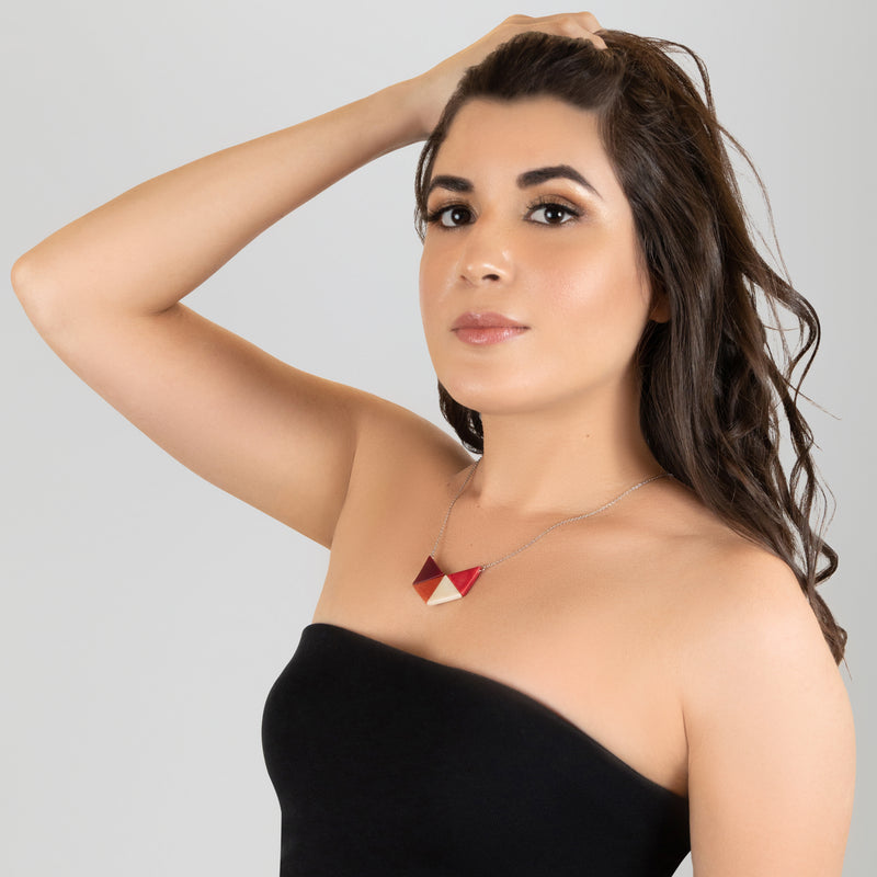 COLLAR LOZANGO - Hecho a mano - Acero inoxidable - Tagua (marfil vegetal)