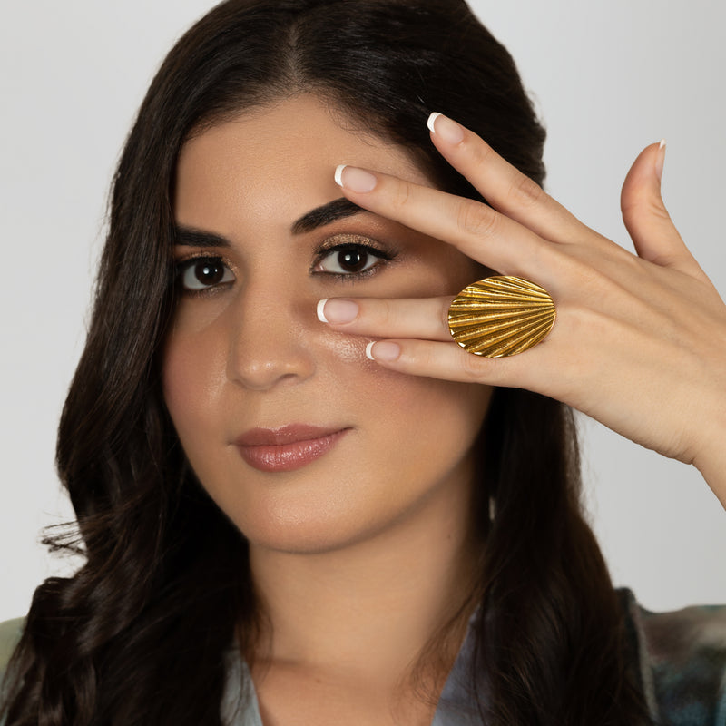 ANILLO ISLA - Hecho a mano - Bañado en oro de 24 quilates