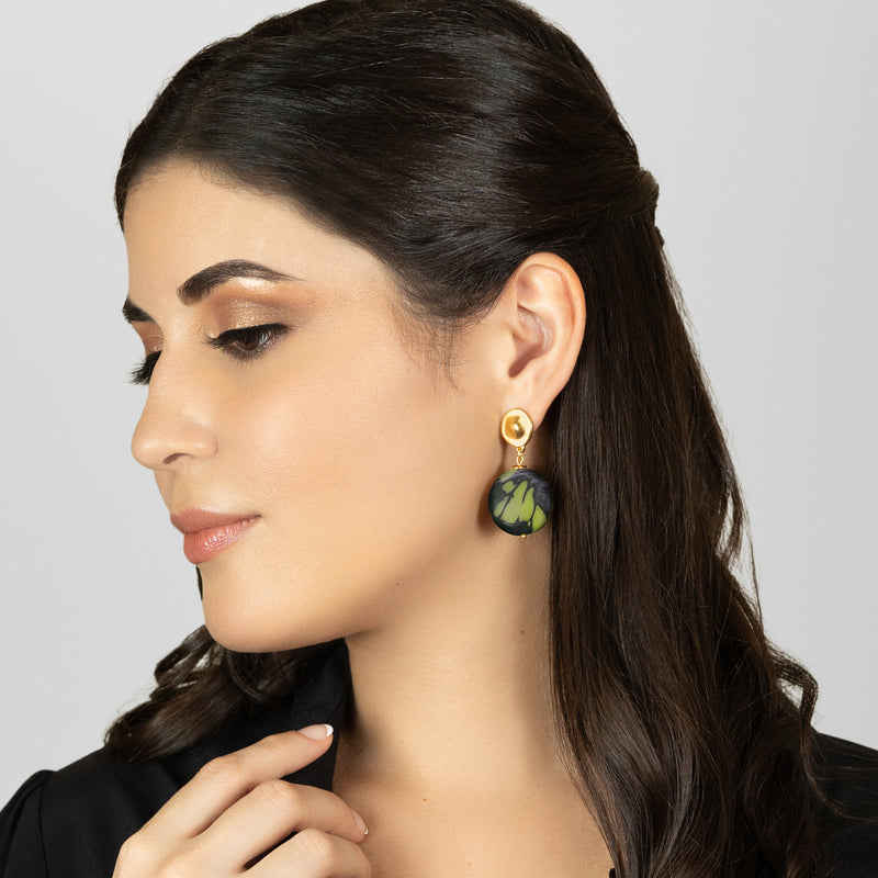 PENDIENTES SOLISE - Hechos a mano - Bañados en oro de 24 quilates - Tagua (marfil vegetal)
