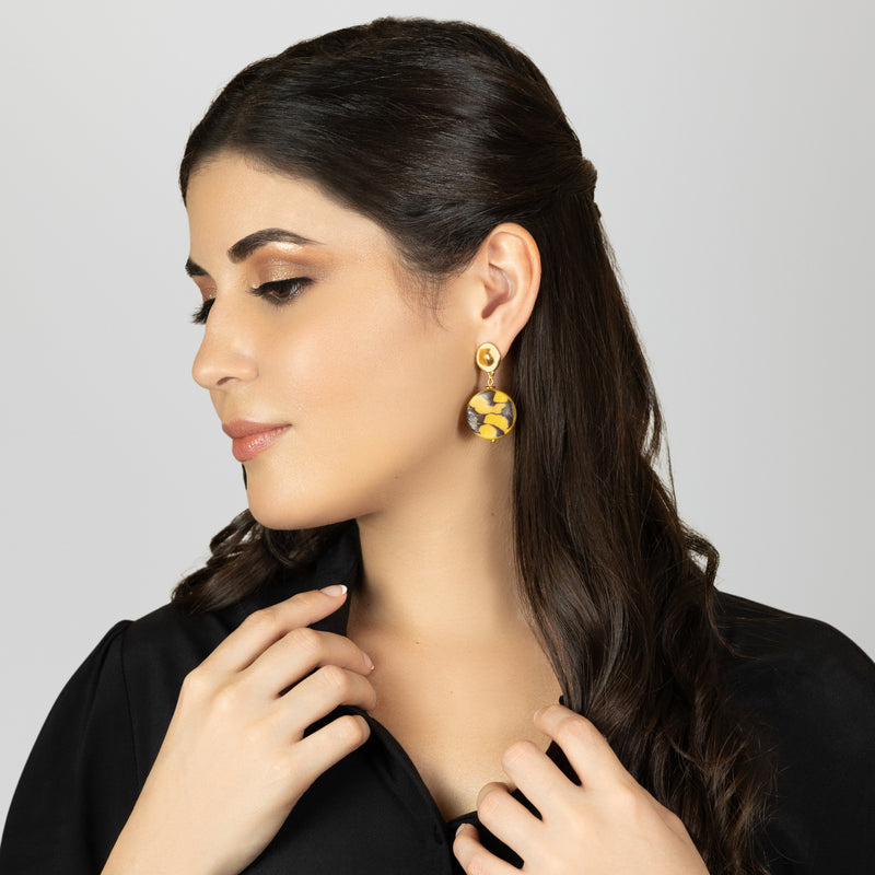 PENDIENTES SOLISE - Hechos a mano - Bañados en oro de 24 quilates - Tagua (marfil vegetal)