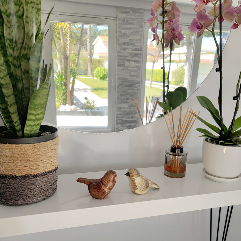 AVE DECORATIVA ANDINA - El arte del tamo - Madera decorada con paja de trigo y cebada (enchapado en tamo)