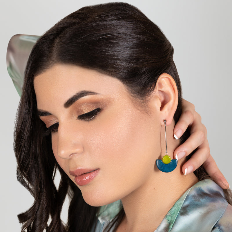 PENDIENTES LUNA - Hechos a mano - Acero inoxidable - Tagua (marfil vegetal)