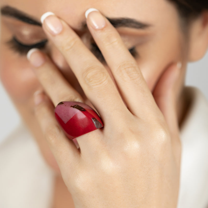 ANILLO GÉNESIS CURVO - Hecho a mano - Tagua (marfil vegetal)