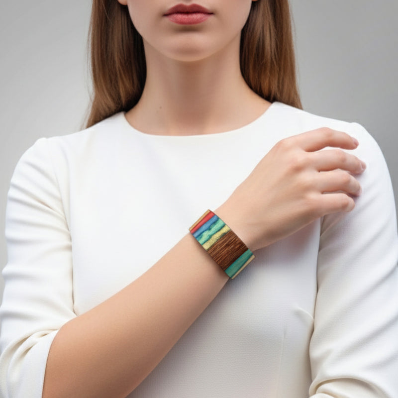 BRAZALETE ARBOREAL - Unisex - Hecho a mano - Chapa de madera natural