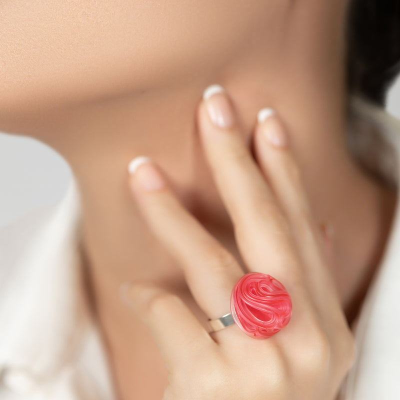ANILLO ECOTOPIA - Hecho a mano - Ajustable - Plata de ley 925 - Plástico reciclado de los revestimientos de las tapas de botellas