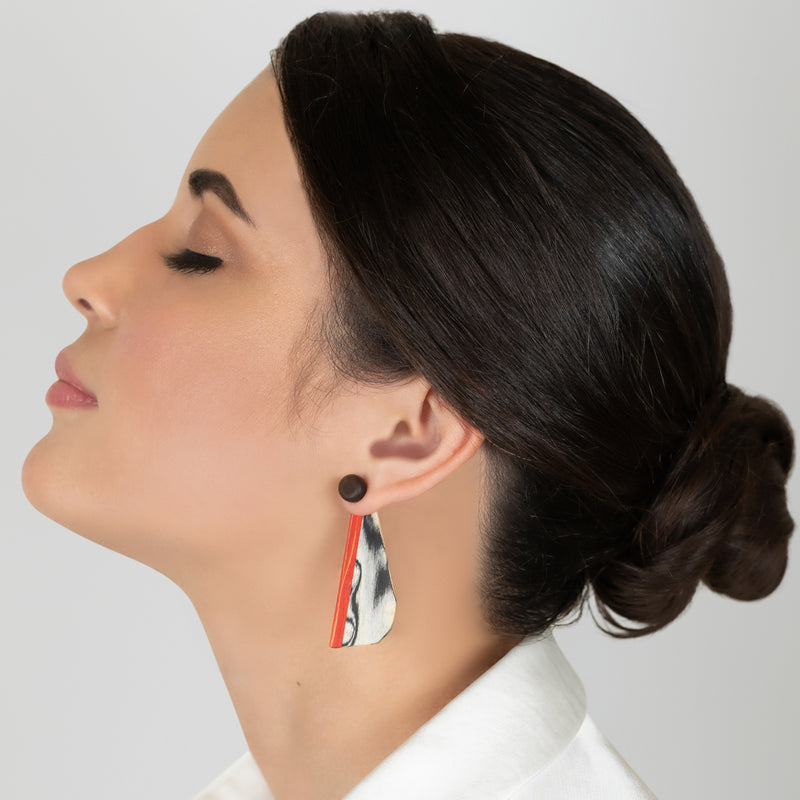 PENDIENTES WOODIE TRIO - Hechos a mano - Reversibles - Madera contrachapada de 3 capas cruzadas