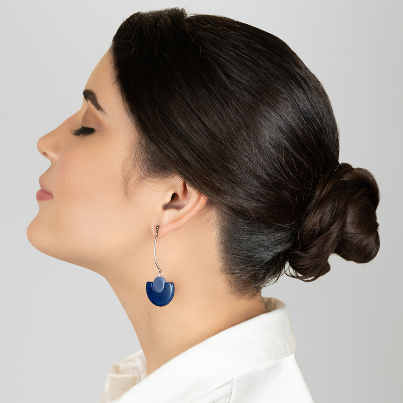 PENDIENTES LUNA - Hechos a mano - Acero inoxidable - Tagua (marfil vegetal)