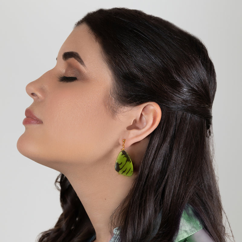 PENDIENTES MARIPOSA - Hechos a mano - Bañados en oro de 24 quilates - Tagua (marfil vegetal)