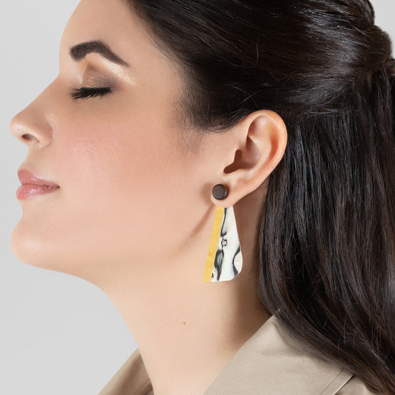PENDIENTES WOODIE TRIO - Hechos a mano - Reversibles - Madera contrachapada de 3 capas cruzadas