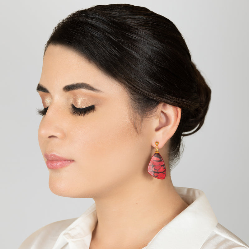 PENDIENTES MARIPOSA - Hechos a mano - Bañados en oro de 24 quilates - Tagua (marfil vegetal)