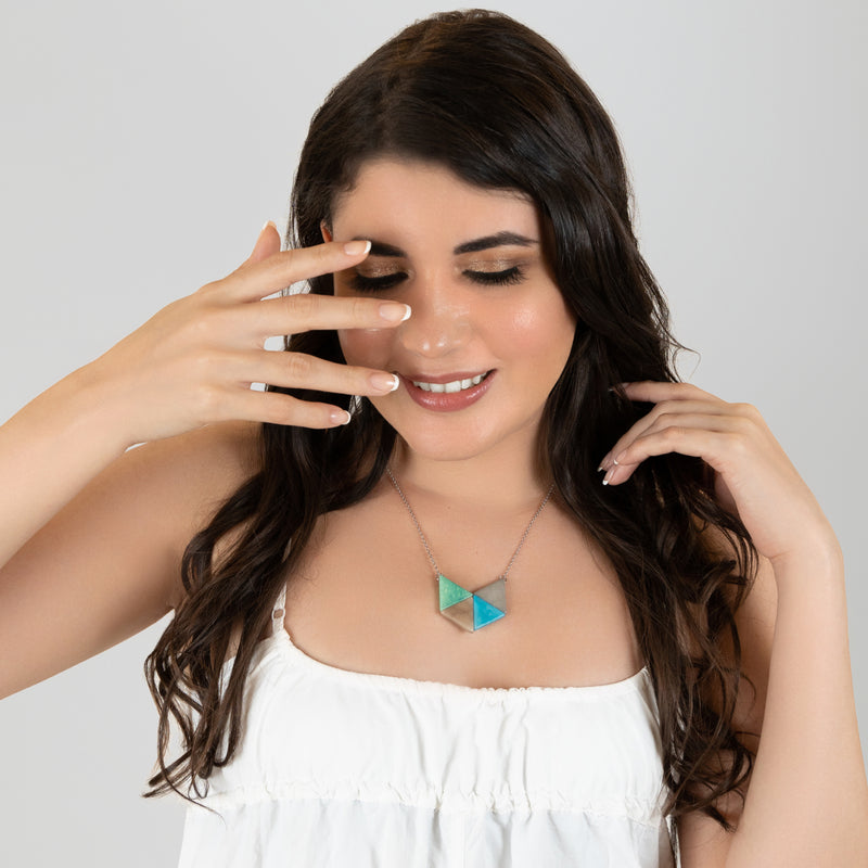 COLLAR LOZANGO - Hecho a mano - Acero inoxidable - Tagua (marfil vegetal)