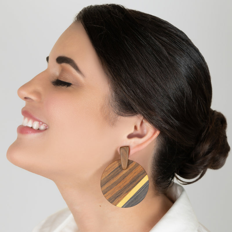 PENDIENTES WOODIE SOL - Hechos a mano - Madera contrachapada de 3 capas cruzadas