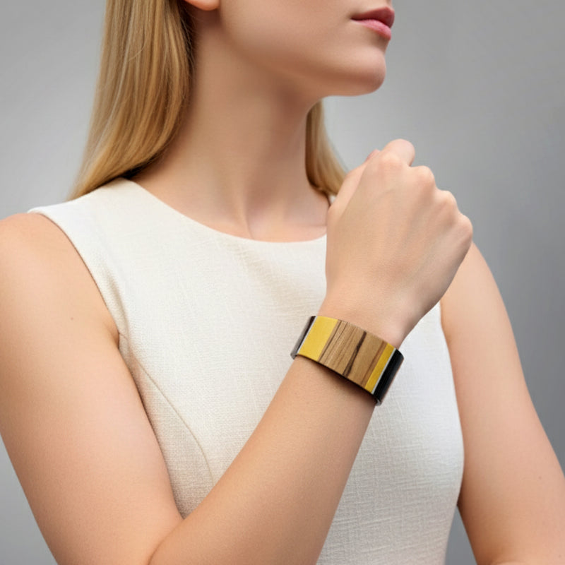 BRAZALETE ARBOREAL - Unisex - Hecho a mano - Chapa de madera natural