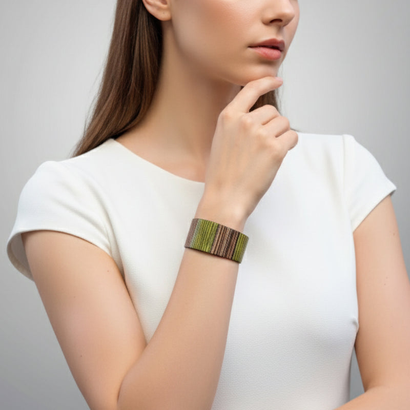 BRAZALETE ARBOREAL - Unisex - Hecho a mano - Chapa de madera natural
