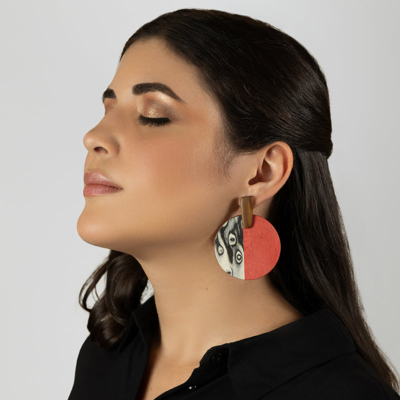PENDIENTES WOODIE SOL - Hechos a mano - Madera contrachapada de 3 capas cruzadas