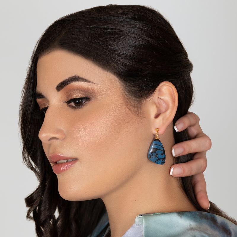 PENDIENTES MARIPOSA - Hechos a mano - Bañados en oro de 24 quilates - Tagua (marfil vegetal)