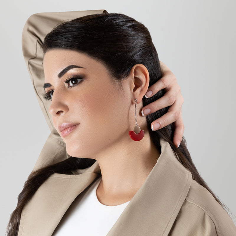 PENDIENTES LUNA - Hechos a mano - Acero inoxidable - Tagua (marfil vegetal)