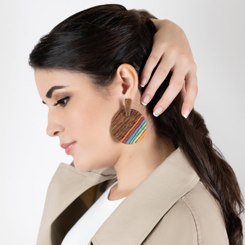 PENDIENTES WOODIE SOL - Hechos a mano - Madera contrachapada de 3 capas cruzadas