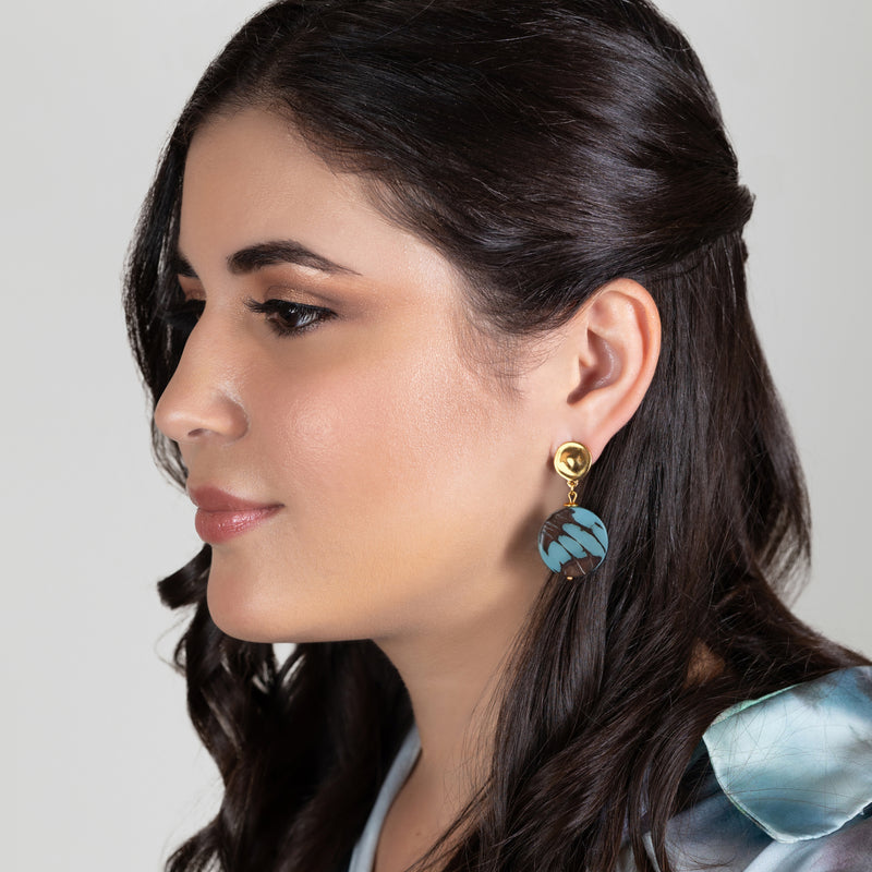 PENDIENTES SOLISE - Hechos a mano - Bañados en oro de 24 quilates - Tagua (marfil vegetal)