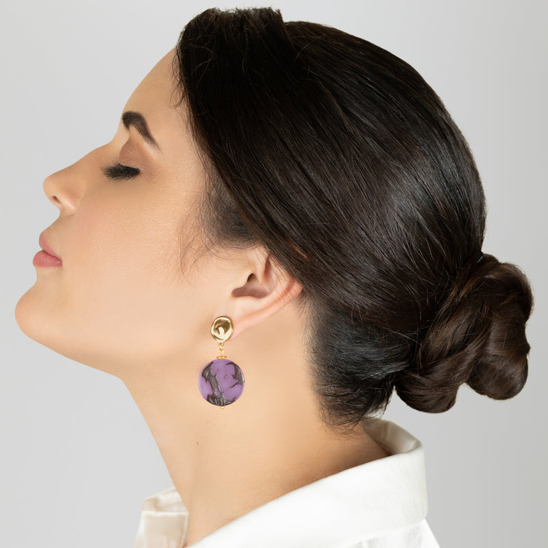 PENDIENTES SOLISE - Hechos a mano - Bañados en oro de 24 quilates - Tagua (marfil vegetal)