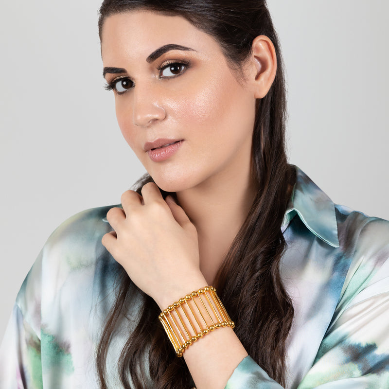 BRAZALETE ELEGANCIA - Hecho a mano - Bañado en oro de 24 quilates