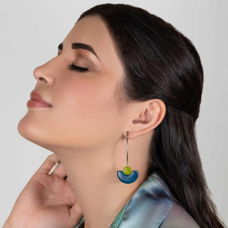 PENDIENTES LUNA - Hechos a mano - Acero inoxidable - Tagua (marfil vegetal)
