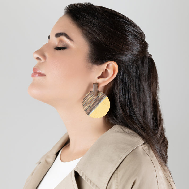 PENDIENTES WOODIE SOL - Hechos a mano - Madera contrachapada de 3 capas cruzadas