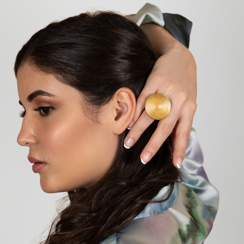 ANILLO CYCLO - Hecho a mano - Bañado en oro de 24 quilates
