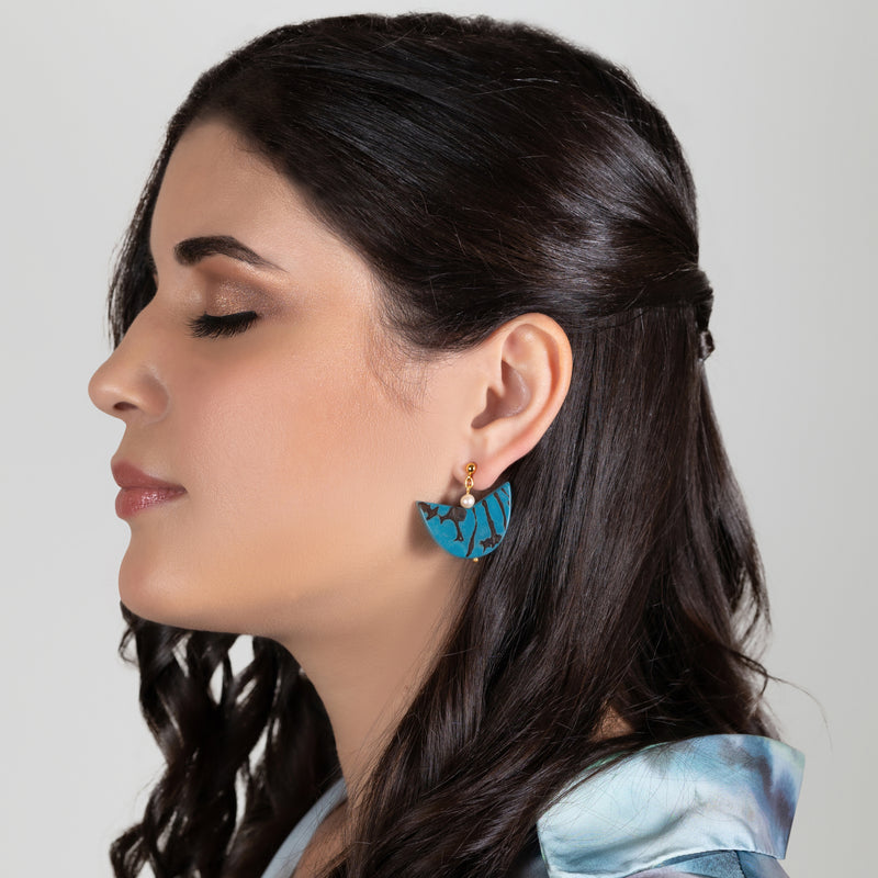 PENDIENTES PALMA - Hechos a mano - Bañados en oro de 24 quilates - Tagua (marfil vegetal), perlas cultivadas