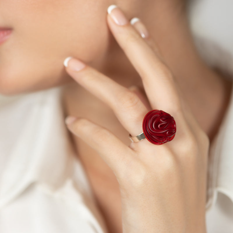 ANILLO ECOTOPIA - Hecho a mano - Ajustable - Plata de ley 925 - Plástico reciclado de los revestimientos de las tapas de botellas