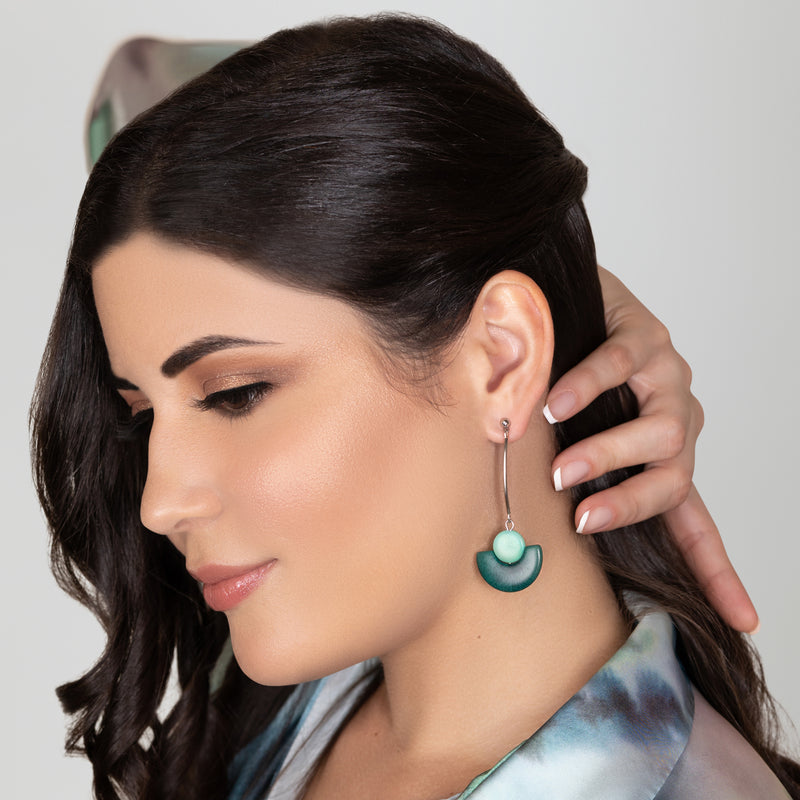 PENDIENTES LUNA - Hechos a mano - Acero inoxidable - Tagua (marfil vegetal)