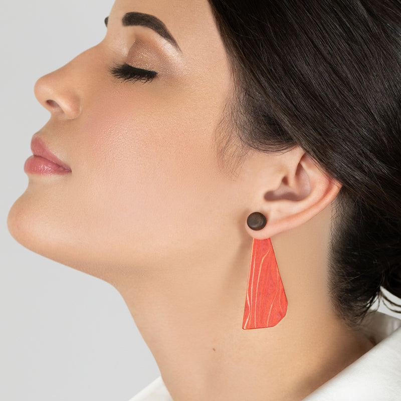 PENDIENTES WOODIE TRIO - Hechos a mano - Reversibles - Madera contrachapada de 3 capas cruzadas