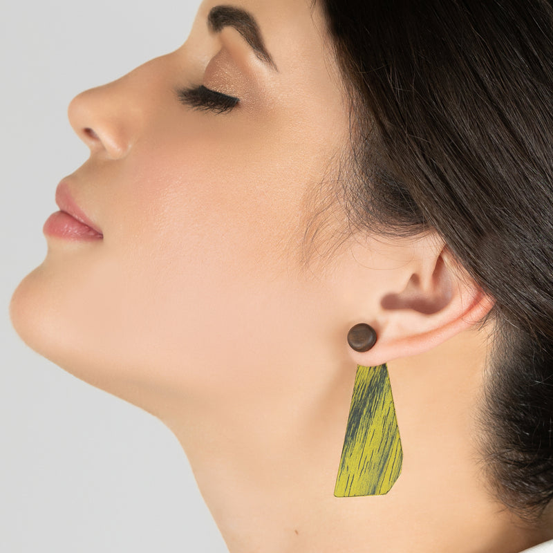 PENDIENTES WOODIE TRIO - Hechos a mano - Reversibles - Madera contrachapada de 3 capas cruzadas