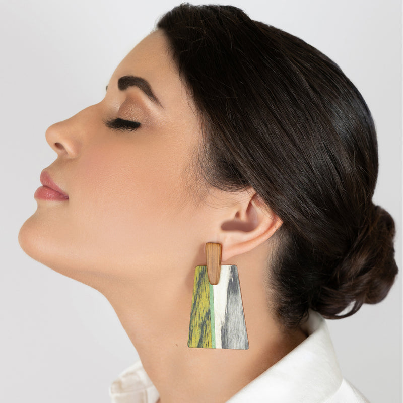PENDIENTES WOODIE TRAPEZE - Hechos a mano - Madera contrachapada de 3 capas cruzadas