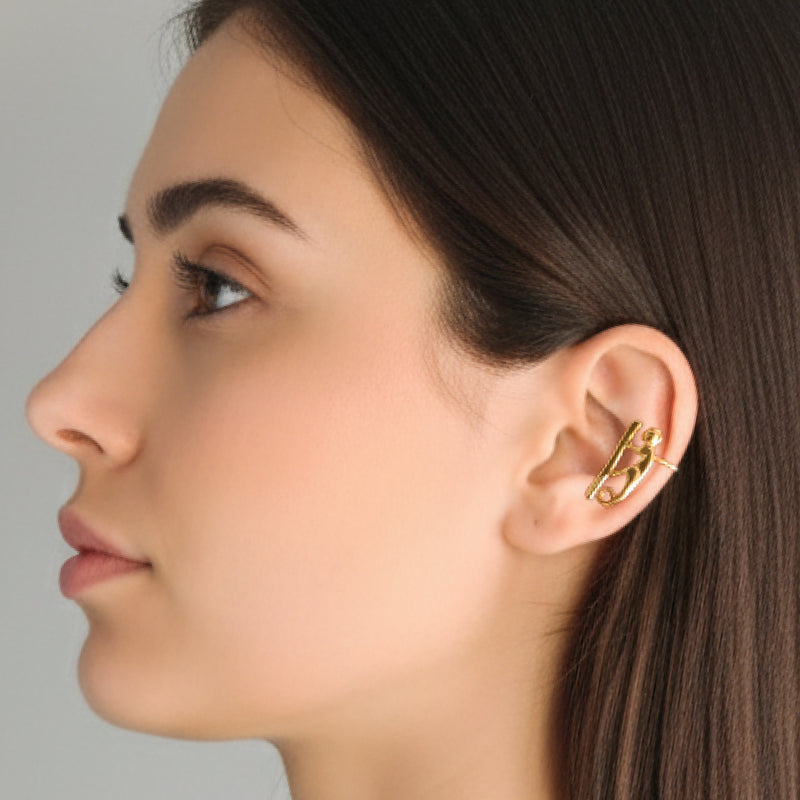 EARCUFF MUISCA MONO - Unisex - Hecho a mano - Bañado en oro de 24 quilates