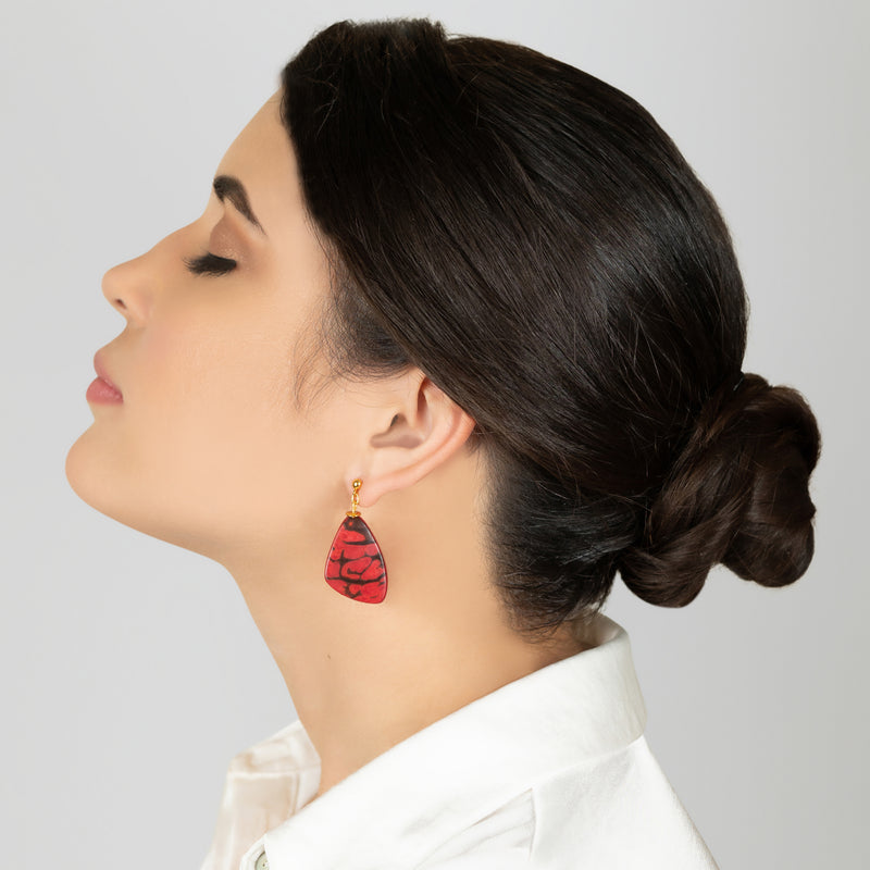 PENDIENTES MARIPOSA - Hechos a mano - Bañados en oro de 24 quilates - Tagua (marfil vegetal)