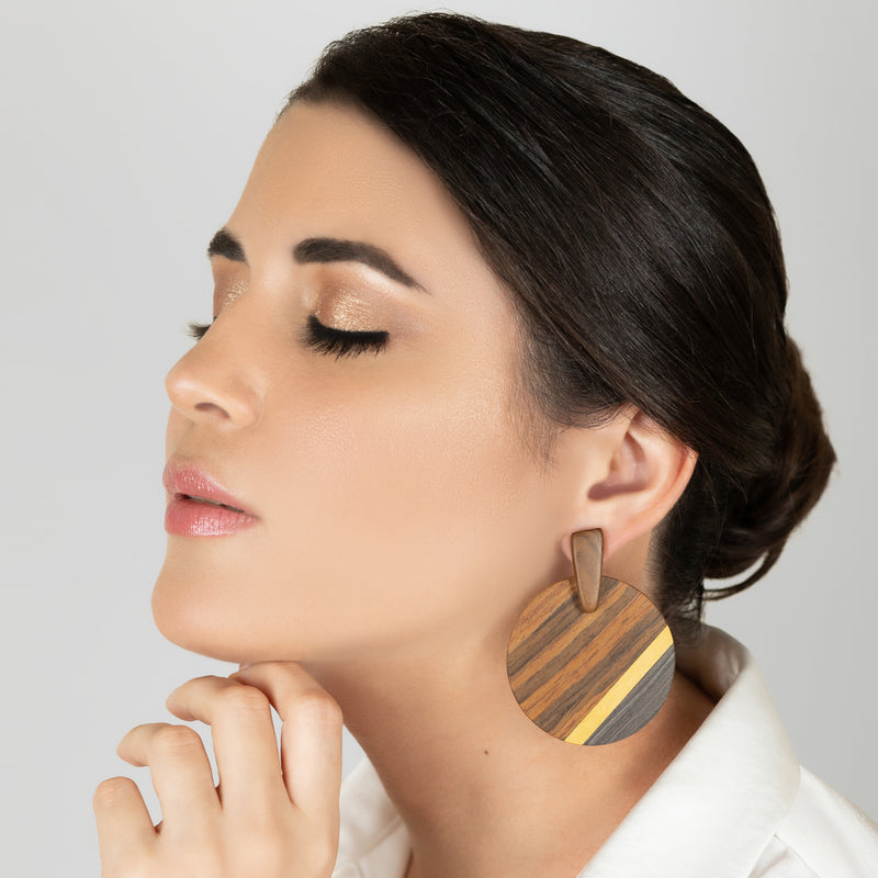PENDIENTES WOODIE SOL - Hechos a mano - Madera contrachapada de 3 capas cruzadas