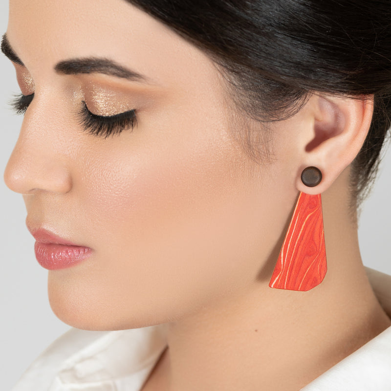 PENDIENTES WOODIE TRIO - Hechos a mano - Reversibles - Madera contrachapada de 3 capas cruzadas