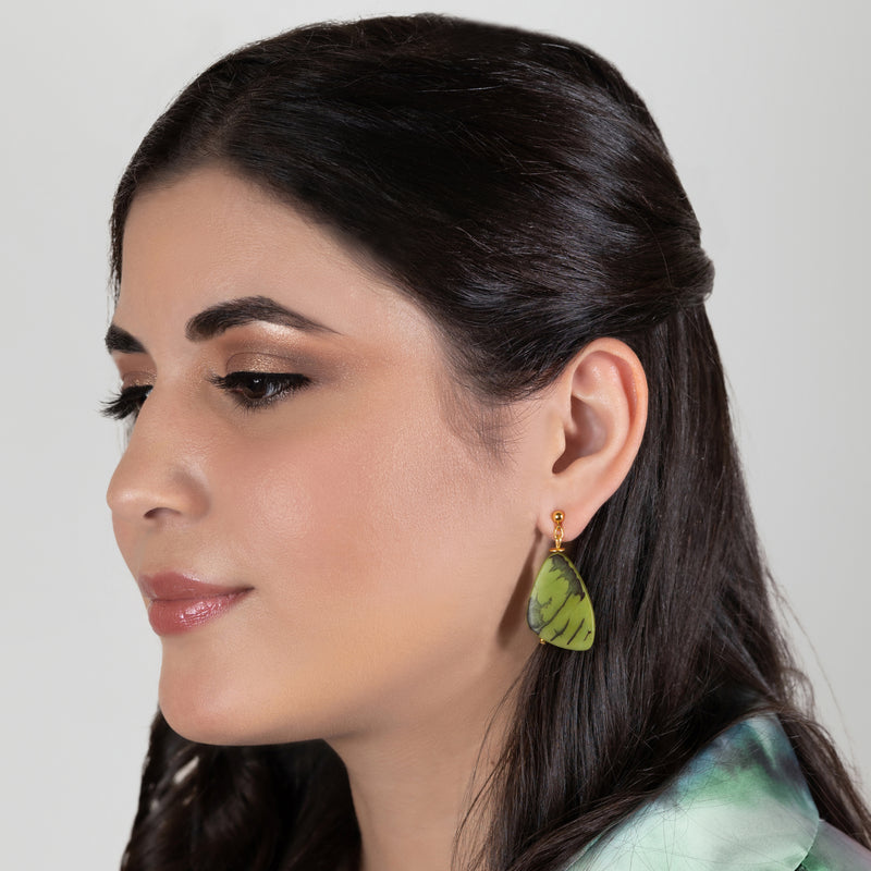 PENDIENTES MARIPOSA - Hechos a mano - Bañados en oro de 24 quilates - Tagua (marfil vegetal)