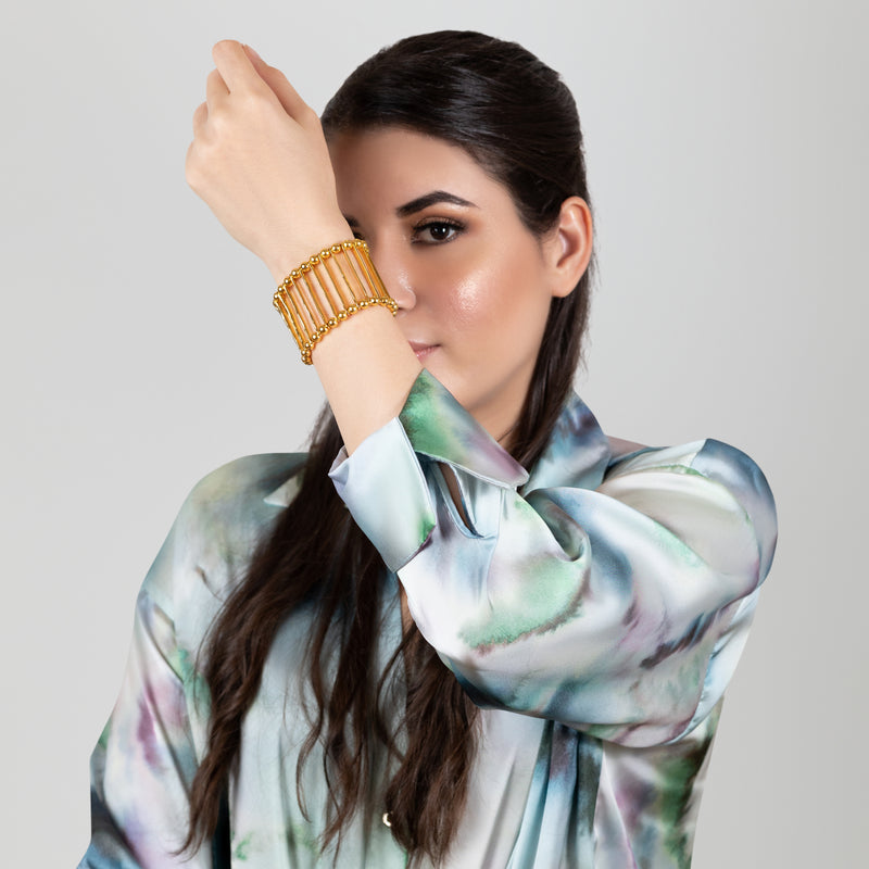 BRAZALETE ELEGANCIA - Hecho a mano - Bañado en oro de 24 quilates
