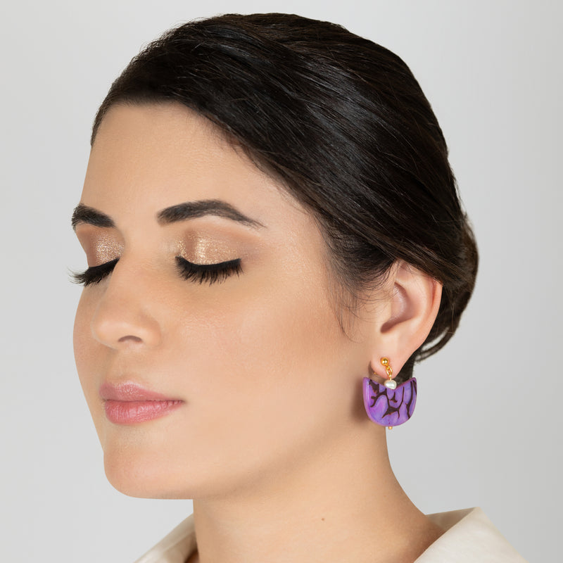 PENDIENTES PALMA - Hechos a mano - Bañados en oro de 24 quilates - Tagua (marfil vegetal), perlas cultivadas