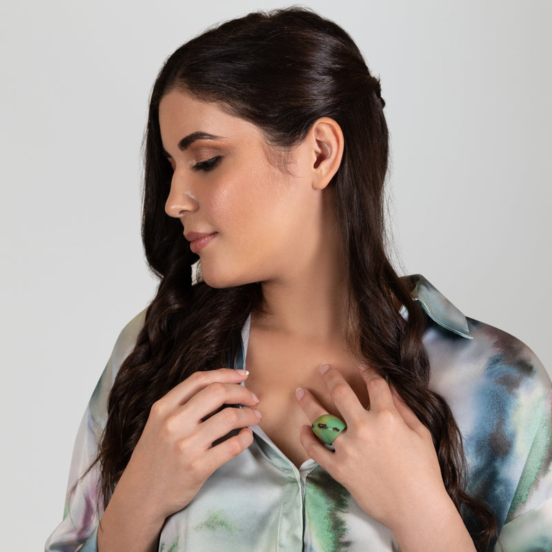 ANILLO GÉNESIS CURVO - Hecho a mano - Tagua (marfil vegetal)