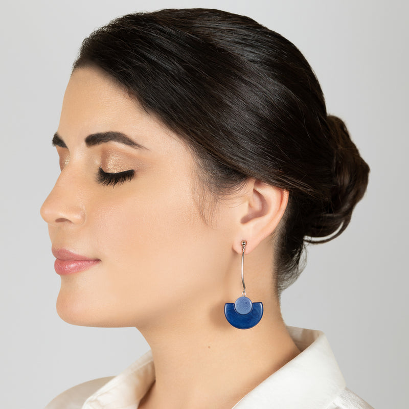 PENDIENTES LUNA - Hechos a mano - Acero inoxidable - Tagua (marfil vegetal)