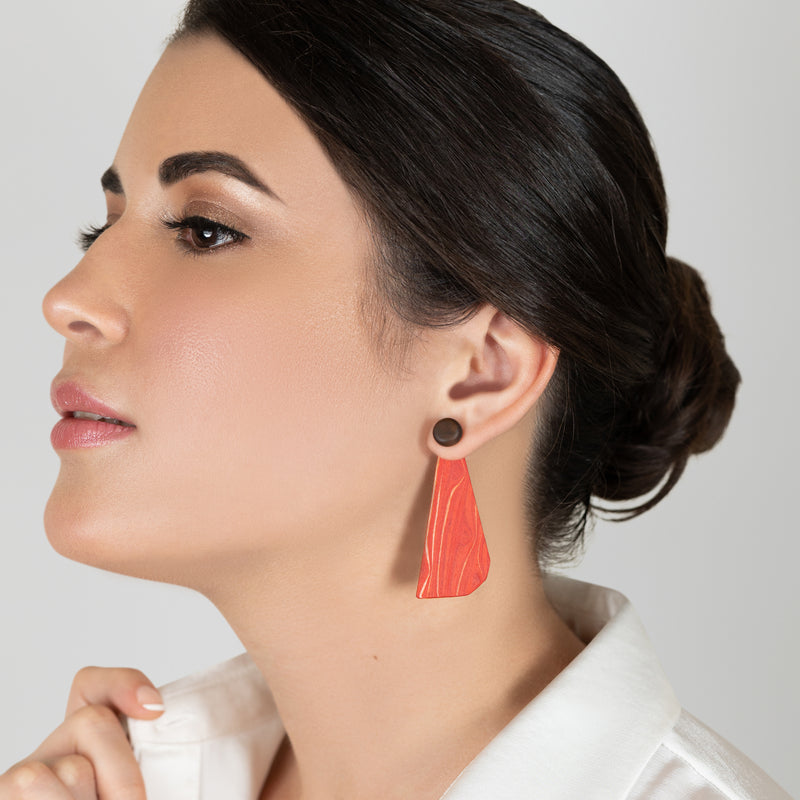 PENDIENTES WOODIE TRIO - Hechos a mano - Reversibles - Madera contrachapada de 3 capas cruzadas