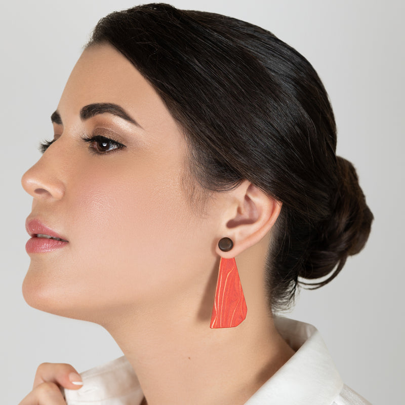 PENDIENTES WOODIE TRIO - Hechos a mano - Reversibles - Madera contrachapada de 3 capas cruzadas