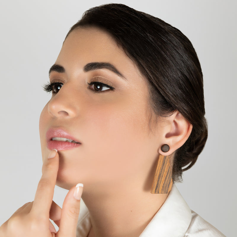 PENDIENTES WOODIE TRIO - Hechos a mano - Reversibles - Madera contrachapada de 3 capas cruzadas