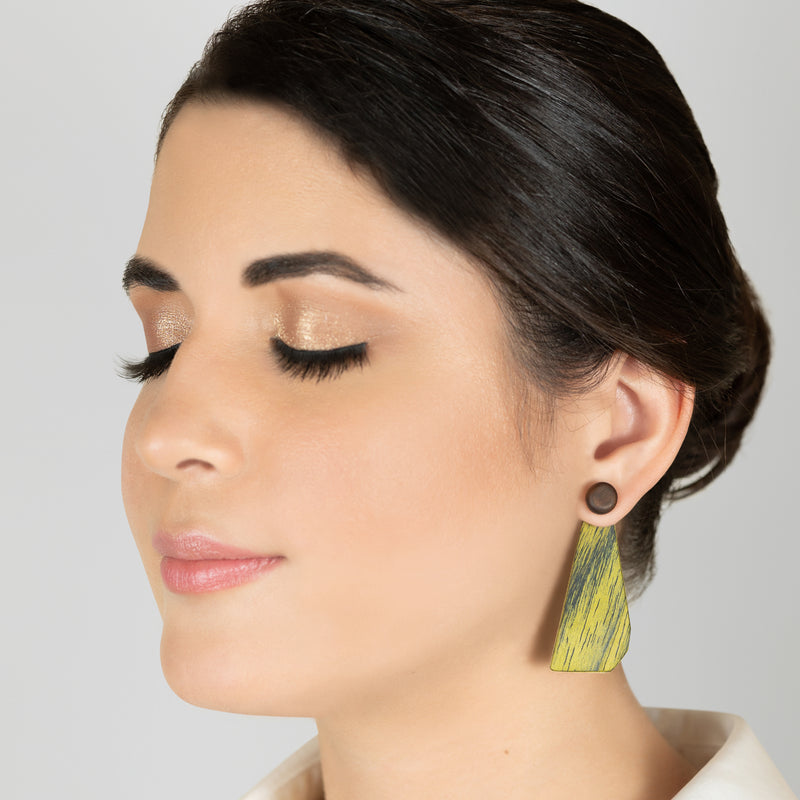PENDIENTES WOODIE TRIO - Hechos a mano - Reversibles - Madera contrachapada de 3 capas cruzadas